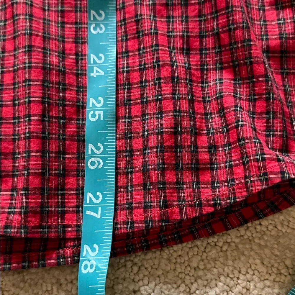 J. Crew Red and Black Plaid Shirt with Beaded Embroidery Size 8